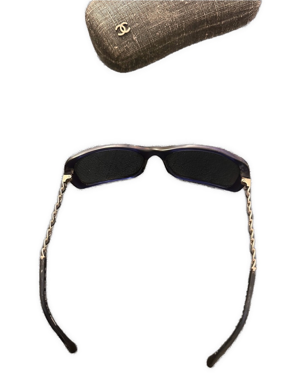 RARE! Vintage CHANEL 5170-Q Chain Temple Design Women's Sunglasses with Case